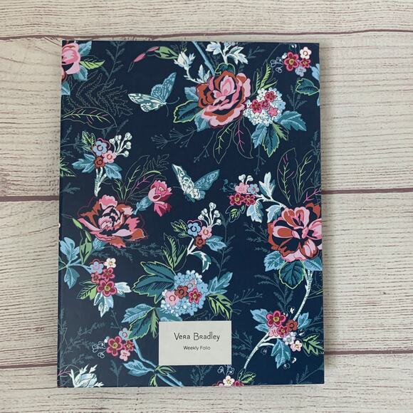 Vera Bradley Weekly Folio Rose Toile Pattern Elastic Closure Note Pads To Do - Picture 2 of 16